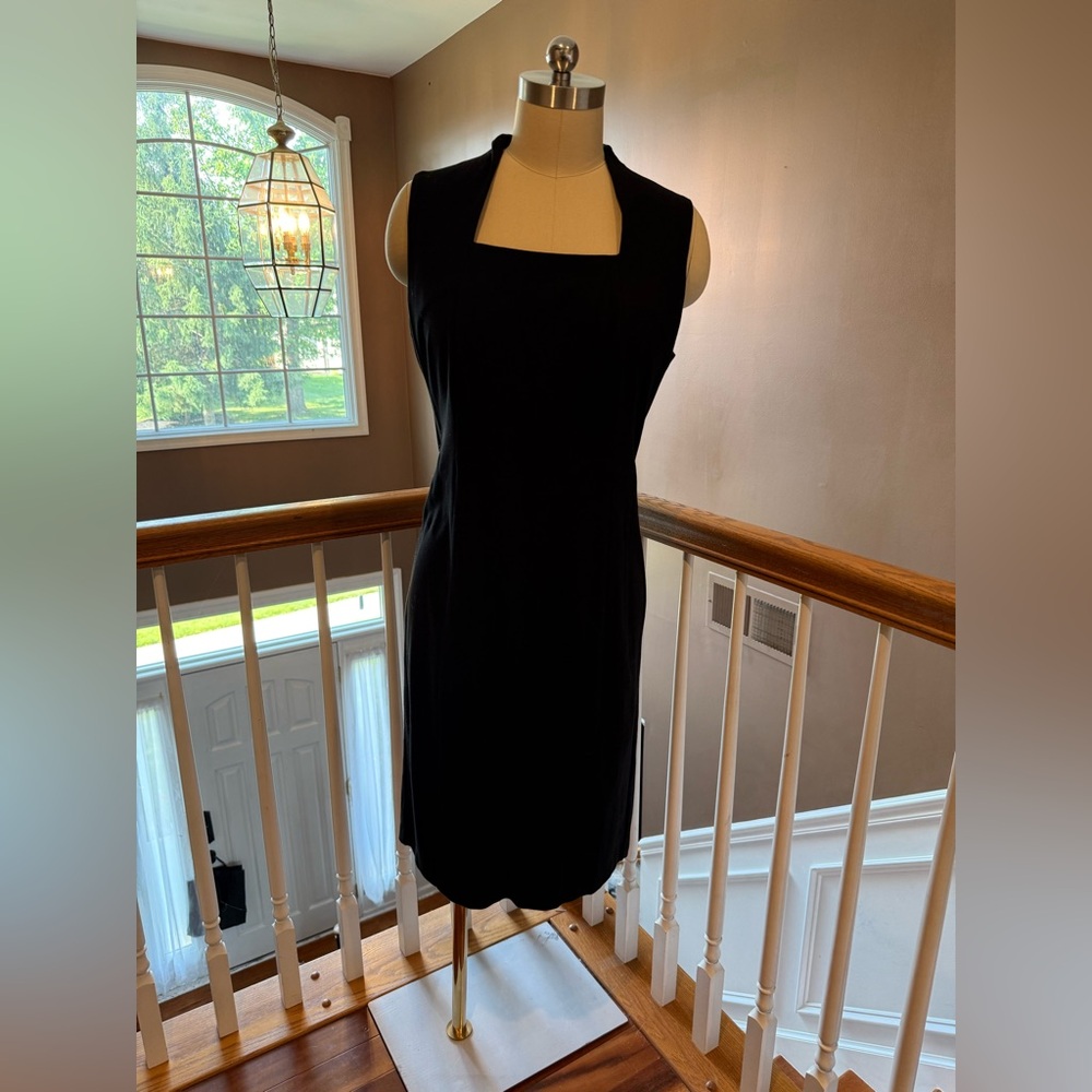 Talbots- Classic Black Sleeveless Dress- Size 8- Square Neck